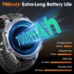 Military Smart Watch for Men (Answer/Make Call), 1,85" HD Touch Screen 700mAh Large Battery Fitness Watch with Flashlight/Heart Rate/Sleep Monitor Fitness Tracker for iPhone & Android Black - Image 4