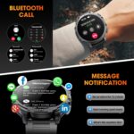 Military Smart Watch for Men (Answer/Make Call), 1,85" HD Touch Screen 700mAh Large Battery Fitness Watch with Flashlight/Heart Rate/Sleep Monitor Fitness Tracker for iPhone & Android Black - Image 5