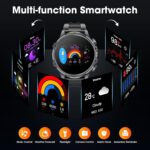 Military Smart Watch for Men (Answer/Make Call), 1,85" HD Touch Screen 700mAh Large Battery Fitness Watch with Flashlight/Heart Rate/Sleep Monitor Fitness Tracker for iPhone & Android Black - Image 6