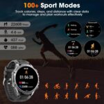 Military Smart Watch for Men (Answer/Make Call), 1,85" HD Touch Screen 700mAh Large Battery Fitness Watch with Flashlight/Heart Rate/Sleep Monitor Fitness Tracker for iPhone & Android Black - Image 7