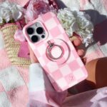 VELVET CAVIAR Compatible with MagSafe Phone Grip - Magnetic Ring Holder with Adjustable Stand - Removable MagSafe Accessories for iPhone 16, 15, 14, 13, 12 (Pink Checkered) - Image 3