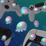PlayVital Cute Universal Illuminated LED Thumbstick Grips for ps5, for ps4, Joystick Caps for Xbox Series X/S, for Xbox One, Switch Pro Controllers, Joystick Protection - Jellyfish Purple & Blue - Image 6