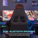 HOFFREE Gaming Chair with Speakers Massage Big and Tall Gaming Chairs with Footrest and Bluetooth for Adults 400lbs Reclining High Back Computer Desk Chair Purple and Black - Image 5