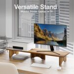 Tinamo Acacia Wood Dual Monitor Stand - Wooden Monitor Riser for Desk - Computer Monitor Stand for Desk - Multi-Purpose Desktop Storage Stand for Computer Laptop Printer TV - Image 6