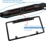 Wordcam License Plate Frame Rear View Backup Camera 170° Viewing Angle Universal Car License Plate Frame Mount Waterproof High Sensitive 8 IR LED Night Vision Reverse Parking Aid System - Image 3