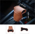 Leather Car Gear Shift Cover,Anti-Slip Automatic Shift Knob Cover Car Decoration,Universal Car Accessories for Women Interior Effectively Protects Stick Shift Knob (Brown) - Image 3
