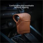 Leather Car Gear Shift Cover,Anti-Slip Automatic Shift Knob Cover Car Decoration,Universal Car Accessories for Women Interior Effectively Protects Stick Shift Knob (Brown) - Image 4