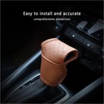 Leather Car Gear Shift Cover,Anti-Slip Automatic Shift Knob Cover Car Decoration,Universal Car Accessories for Women Interior Effectively Protects Stick Shift Knob (Brown) - Image 5