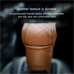 Leather Car Gear Shift Cover,Anti-Slip Automatic Shift Knob Cover Car Decoration,Universal Car Accessories for Women Interior Effectively Protects Stick Shift Knob (Brown) - Image 6