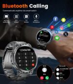 1.85" IPS Ultra Screen Smartwatch with LED Flashlight for Android iOS, 55mm Military Smart Watches for Men, IP68 Waterproof, Make/Answer Call, 24H Heart Rate, 730mAh, 100+ Sports, Metal Strap - Image 5