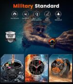 1.85" IPS Ultra Screen Smartwatch with LED Flashlight for Android iOS, 55mm Military Smart Watches for Men, IP68 Waterproof, Make/Answer Call, 24H Heart Rate, 730mAh, 100+ Sports, Metal Strap - Image 8