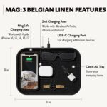 Courant MAG:3 Charger and Tray - Belgian Linen, Multi-Device Charger Compatible with MagSafe iPhones 16, 15, 14, 13, 12 or Wireless AirPod Cases (Charcoal) - Image 4