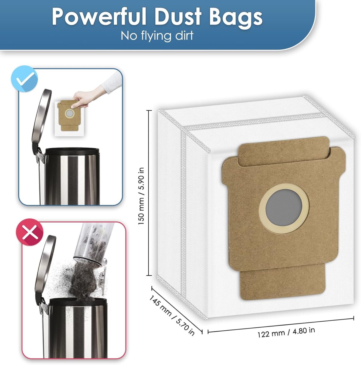 (10 Pack) Q0520 Q052020 Replacement Dust Bags Compatible With iRobot Roomba Vacuum 2 Essential Robot with AutoEmpty Dock Q0250, Vacuum Bag, Dsiposal Bag Accessories Kit - Image 8