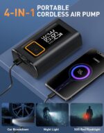 Tire Inflator Portable Air Compressor,150 PSI Bike Tire Pump - Compact Air Pump for Car Tires,Bicycle,Motorcycle,Ball,Rechargeable Tire Inflator with Digital Pressure Gauge and LED Lighth - Image 5