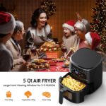 Adoolla Air Fryer Oven 5 Qt Large Oil Free Touch Screen 1500W Mini Oven Combo with 7 Accessories, One-Touch Digital Controls, Nonstick Tray & Dishwasher-Safe Detachable Square Basket, Timer - Image 5