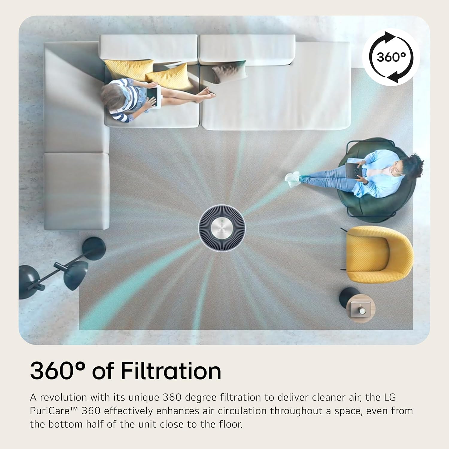 LG PuriCare 360 Air Purifiers for Home, Large and Small Room, Bedroom, Up to 2,059 ft² in 1 Hr with NanoFiber True HEPA Filter, 360 Degrees of Filtration, WiFi, Air Quality Monitor, Low Noise - Image 7