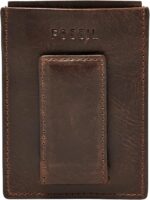 Fossil Men's Derrick Leather RFID-Blocking Magnetic Card Case with Money Clip Wallet, Dark Brown, (Model: ML3812201) - Image 3