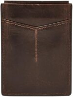 Fossil Men's Derrick Leather RFID-Blocking Magnetic Card Case with Money Clip Wallet, Dark Brown, (Model: ML3812201) - Image 4