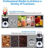 Personal Blender for Shakes and Smoothies,Professional Kitchenblender with Blending & Grinding Blades, Portable Coffee Grinder with 24/10 OZ Travel Bottles, Adjustable Speeds Juice Blender - Image 3