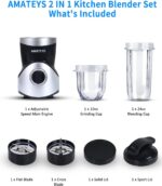 Personal Blender for Shakes and Smoothies,Professional Kitchenblender with Blending & Grinding Blades, Portable Coffee Grinder with 24/10 OZ Travel Bottles, Adjustable Speeds Juice Blender - Image 4