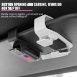 Sunglasses Holders for Car Sun Visor, Magnetic American Flag Auto Glasses Ticket Card Hanger Clip, Patriotic Vehicle Interior Eyeglass Mount Accessories, Universal for SUV Truck (White/Black) - Image 5