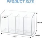 Acrylic Desk Organizer with Removable Dividers 4 Compartments, Clear Pen Holder Makeup Brush Holder - Image 3