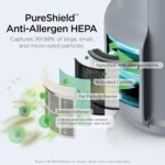Shark NeverChange Air Purifier Compact Pro with Long-lasting HEPA Exceeding Filtration, For Pet Dander, Dust, Smoke, Allergens, Up to 250 sq. ft. for Bedroom, Home Office, Dorm, HP071BRN (2025) - Image 6