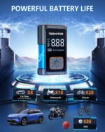 Tire Inflator Portable Air Compressor 150PSI Cordless Air Pump for Car, Motorcycle, Bicycle Tires, Balls, Auto Air Compressor with Digital Pressure Gauge, Emergency LED Light - Image 3