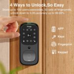 GHome Smart 3 in 1 Door Lock with Fingerprint WiFi Keyless Entry Smart Deadbolt, 2K HD Camera, 2.4GHz, App Remote Control, Smart Door Knob with Doorbell - Image 4