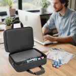 CURMIO Double Layer Printer Carrying Case Compatible with HP Tango/Tango X, OfficeJet 200/250, Wireless Mobile Printer Travel Bag with Luggage Strap and Pockets for 15.6’’ Laptop, Bag only - Image 9