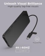 Lenovo USB-C Slim Travel Dock, 8 Ports, Up to 65W PD Pass Through, Integrated USB-C Cable, 4K Display Support, Black - Image 4