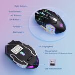 Wireless Gaming Mouse Bluetooth Mouse RGB Rechargeable 2.4G USB Cordless Computer Mice with 7 Color Backlit, 6 Buttons & Silent Click for Laptop, iPad, Mac OS, PC, Windows -Black - Image 8