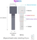 Hook and Loop Cable Ties, Self Adhesive Hook and Loop Cable Straps, Sticky-back Cord Organizer, Cable Clip, Household & Office Essentials, 40Pcs per Pack - Image 7