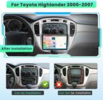8Core 6+128G Car Radio for Toyota Highlander 2000-2007:Android 13 Car Stereo Wireless Carplay Android Auto, 9'' IPS Touch Screen with Bluetooth 5.0 Upgrade for Highlander with GPS FM RDS DSP - Image 3