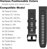for Garmin Fenix 6x Pro Watch Band, 26mm Quickfit Silicone Sports Bands Strap for Fenix 7X 6X 5X Plus Fenix 3/3 HR Smartwatch - Image 5