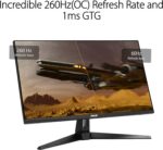 ASUS TUF Gaming 27” 1440P Gaming Monitor (VG27AQM1A) - QHD (2560 x 1440), 260Hz, 1ms, Fast IPS, Extreme Low Motion Blur Sync, Freesync Premium, G-SYNC Compatible, DisplayHDR400, 3 Year Warranty - Image 4