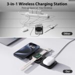 Fast Wireless Charger, Magnetic Foldable 3 in 1 Charging Station for iPhone 16/15/14/13/12/Pro/Plus/Pro Max, 5W Portable Charger for Apple Watch10/9/8/7/6/5/4/3/SE, for Airpods3/2/Pro-Black - Image 5
