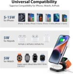 Fast Wireless Charger, Magnetic Foldable 3 in 1 Charging Station for iPhone 16/15/14/13/12/Pro/Plus/Pro Max, 5W Portable Charger for Apple Watch10/9/8/7/6/5/4/3/SE, for Airpods3/2/Pro-Black - Image 6