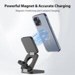 Fast Wireless Charger, Magnetic Foldable 3 in 1 Charging Station for iPhone 16/15/14/13/12/Pro/Plus/Pro Max, 5W Portable Charger for Apple Watch10/9/8/7/6/5/4/3/SE, for Airpods3/2/Pro-Black - Image 8