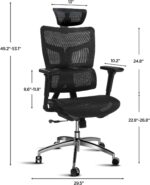 Ergonomic Mesh Office Chair, Office Chair with Advanced Adjustable 4D Headrest & Armrest, Lumbar Support for Long Hours, High-Back Computer Chair with Tilt Function, 5-Year Warranty,Black - Image 4