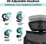 Ergonomic Mesh Office Chair, Office Chair with Advanced Adjustable 4D Headrest & Armrest, Lumbar Support for Long Hours, High-Back Computer Chair with Tilt Function, 5-Year Warranty,Black - Image 5