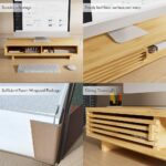 Zri Bamboo Computer Monitor Stand with Drawer, Dual Laptop Stand for Desk,Single Monitor Riser with Storage,Wood Office Desk Organizer & Accessories - Image 3