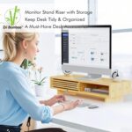 Zri Bamboo Computer Monitor Stand with Drawer, Dual Laptop Stand for Desk,Single Monitor Riser with Storage,Wood Office Desk Organizer & Accessories - Image 4