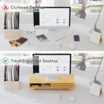 Zri Bamboo Computer Monitor Stand with Drawer, Dual Laptop Stand for Desk,Single Monitor Riser with Storage,Wood Office Desk Organizer & Accessories - Image 6