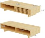 Zri Bamboo Computer Monitor Stand with Drawer, Dual Laptop Stand for Desk,Single Monitor Riser with Storage,Wood Office Desk Organizer & Accessories - Image 7