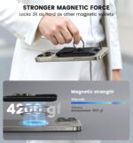 Mag-Safe Magnetic Phone Wallet 360° Grip Holder Leather Flip Case with 6 Card Slots for iPhone 16/15/14/13/12 Series Black - Image 4