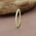 Yellow & White Gold Plated Created Ruby/Blue Sapphire/Simulated Diamond/Pink Sapphire/Emerald Stone Stackable Ring Eternity Bands For Women - Birthstone Ring Jewelry - Gift For Her - Image 4