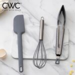 COOK WITH COLOR Stainless Steel Silicone Tipped Kitchen & BBQ Tongs Set, 3 Pc Utensils, Grey - Image 3