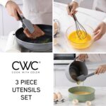 COOK WITH COLOR Stainless Steel Silicone Tipped Kitchen & BBQ Tongs Set, 3 Pc Utensils, Grey - Image 6