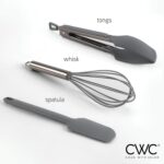 COOK WITH COLOR Stainless Steel Silicone Tipped Kitchen & BBQ Tongs Set, 3 Pc Utensils, Grey - Image 7